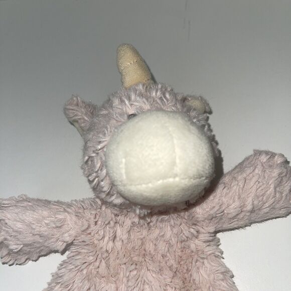 Demdaco Unicorn Rattle Lovey Plush Security Blanket 12" Pale Pink Ivory - Picture 2 of 6